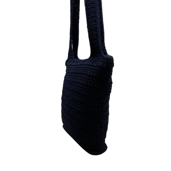 The Sak Women’s Navy Blue Crochet Zipper Closure Double Strap Shoulder Bag Sz M - Picture 3 of 11